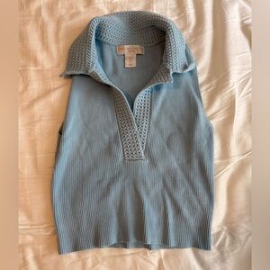 CAROLINE CONSTAS ribbed polo crochet TANK TOP